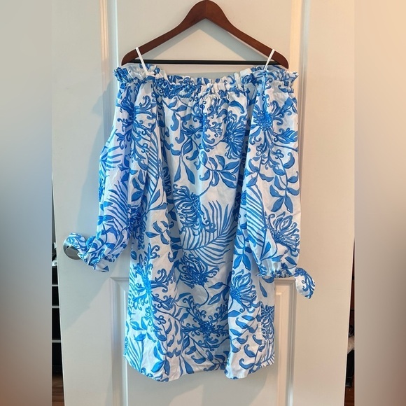 LILLY PULITZER JAMIELYNN OFF THE Shoulder Dress RESORT WHITE GLISTEN IN THE SUN - Picture 5 of 16